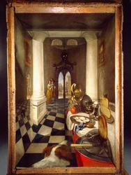 Skrzynia perspektywiczna z holenderskim wnętrzem, 1663